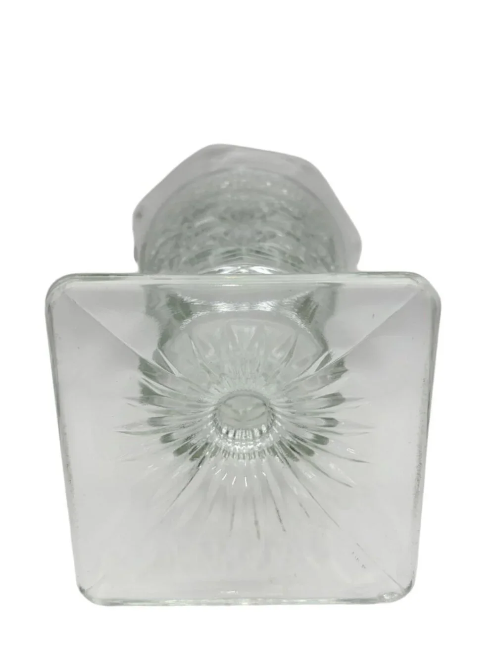 VTG Pressed Glass Pedestal Bristol Smith Glass Vase Scallop Rim Floral Pattern